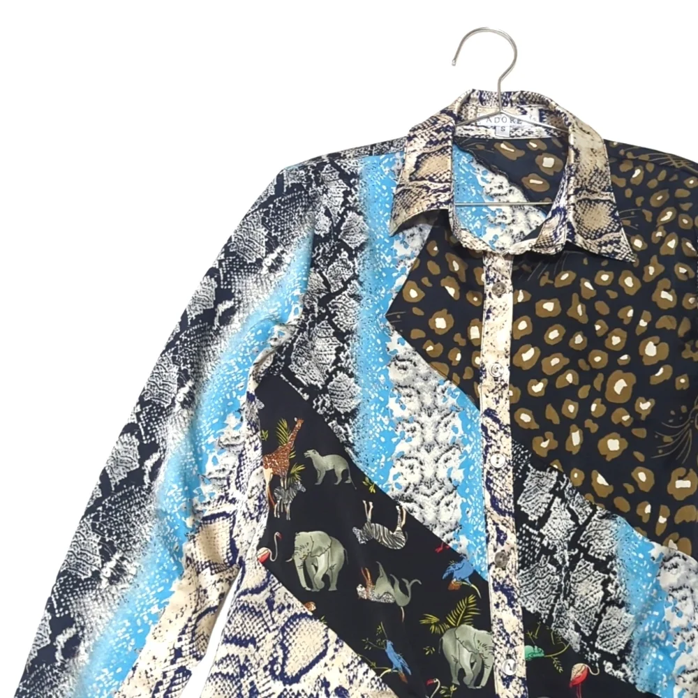 Adore | Button Up Blouse | Reptile | Retro | Animal Print | Flowy | Lightweight
